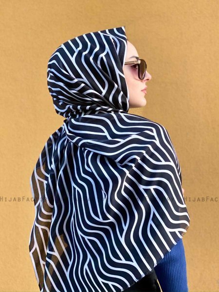 Berrin - Svart Mönstrad Bomull Hijab - Mirach