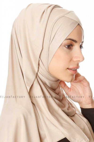 Betul - Ljus Taupe 1X Jersey Hijab - Ecardin
