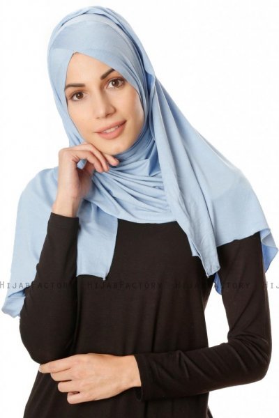 Betul - Ljusblå 1X Jersey Hijab - Ecardin