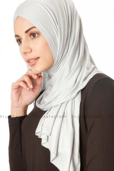 Betul - Ljusgrå 1X Jersey Hijab - Ecardin