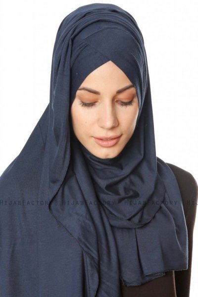 Betul - Marinblå 1X Jersey Hijab - Ecardin
