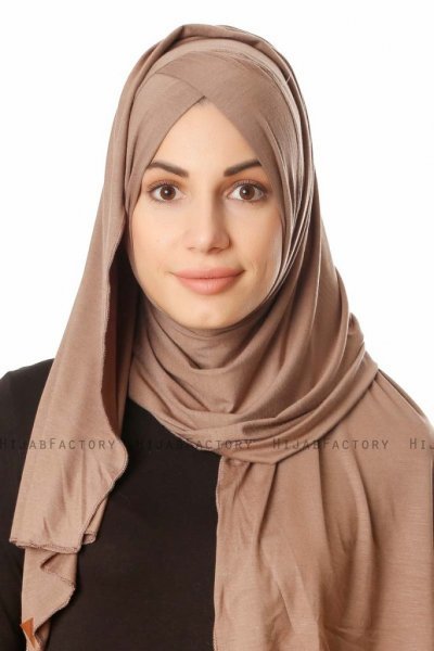 Betul - Mörk Taupe 1X Jersey Hijab - Ecardin