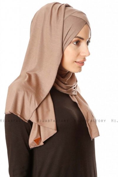 Betul - Mörk Taupe 1X Jersey Hijab - Ecardin