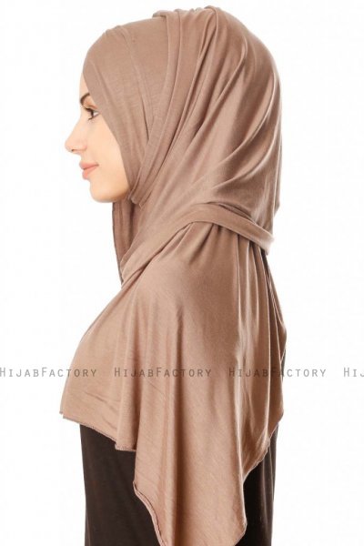 Betul - Mörk Taupe 1X Jersey Hijab - Ecardin