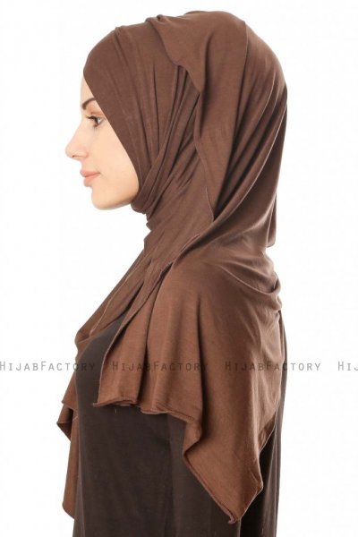 Betul - Mörkbrun 1X Jersey Hijab - Ecardin