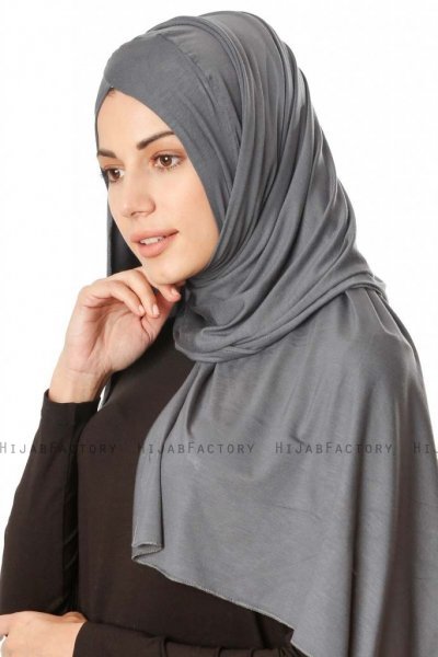 Betul - Mörkgrå 1X Jersey Hijab - Ecardin