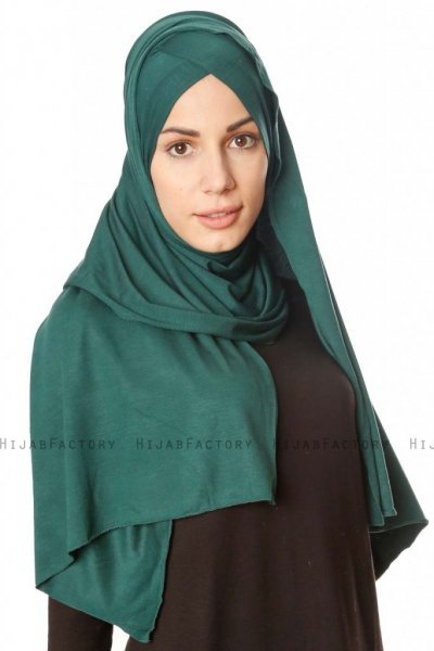 Betul - Mörkgrön 1X Jersey Hijab - Ecardin