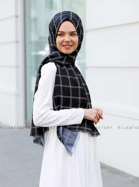 Betulle - Svart Mönstrad Hijab - Sal Evi