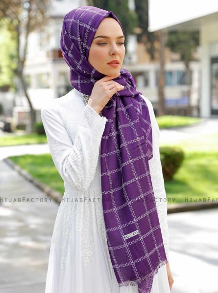 Betulle - Lila Mönstrad Hijab - Sal Evi