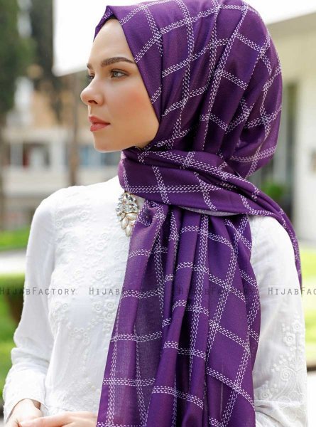 Betulle - Lila Mönstrad Hijab - Sal Evi