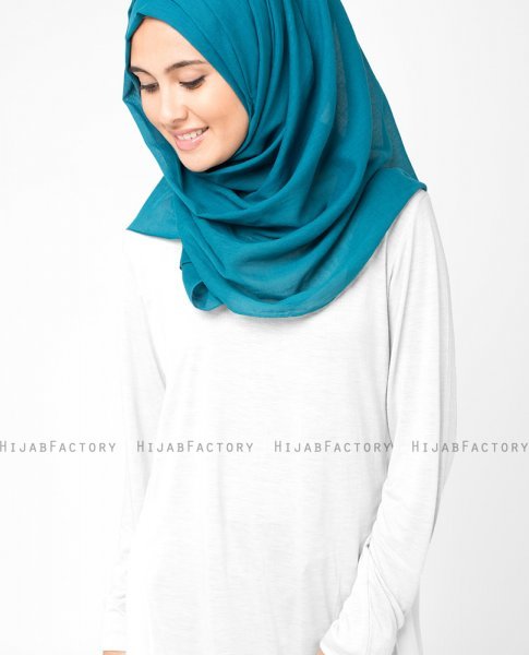 Blue Coral Petrolblå Bomull Voile Hijab 5TA18a