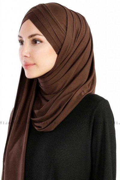 Cansu Brun 3X Jersey Hijab Ecardin 200908-2