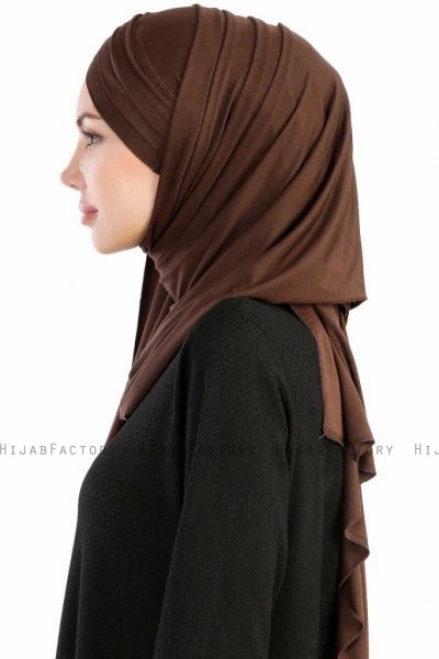 Cansu Brun 3X Jersey Hijab Ecardin 200908-3
