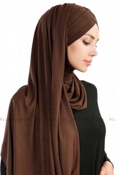 Cansu Brun 3X Jersey Hijab Ecardin 200908-4