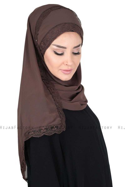 Carin - Brun Praktisk Chiffon Hijab