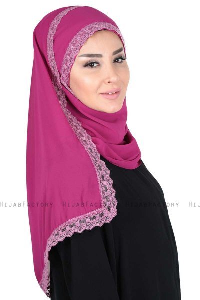 Carin - Fuchsia Praktisk Chiffon Hijab