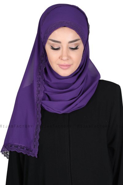 Carin - Lila Praktisk Chiffon Hijab