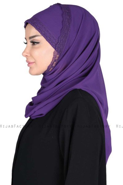 Carin - Lila Praktisk Chiffon Hijab