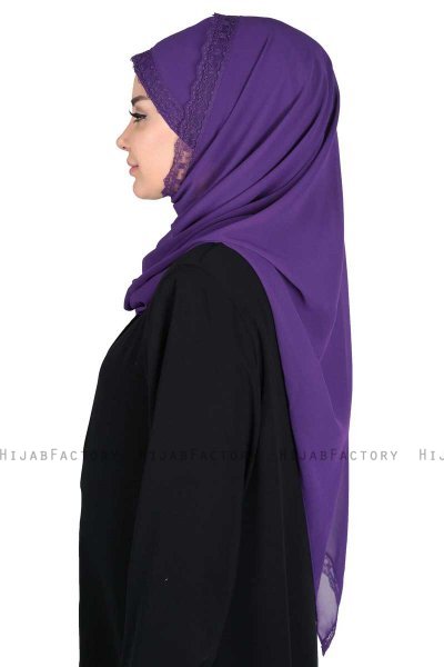Carin - Lila Praktisk Chiffon Hijab