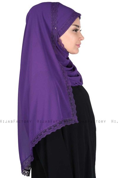 Carin - Lila Praktisk Chiffon Hijab