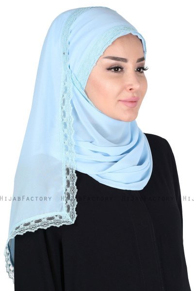 Carin - Ljusblå Praktisk Chiffon Hijab