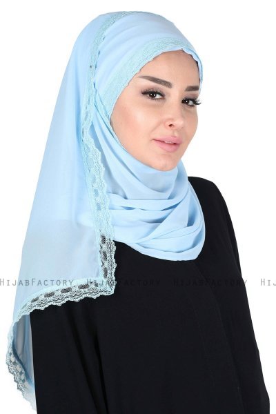 Carin - Ljusblå Praktisk Chiffon Hijab