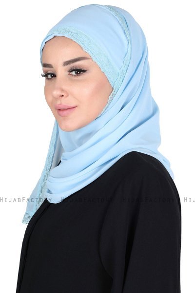 Carin - Ljusblå Praktisk Chiffon Hijab