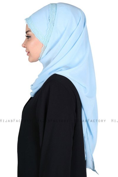 Carin - Ljusblå Praktisk Chiffon Hijab