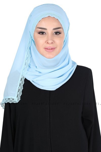 Carin - Ljusblå Praktisk Chiffon Hijab