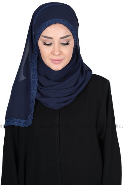 Carin - Marinblå Praktisk Chiffon Hijab