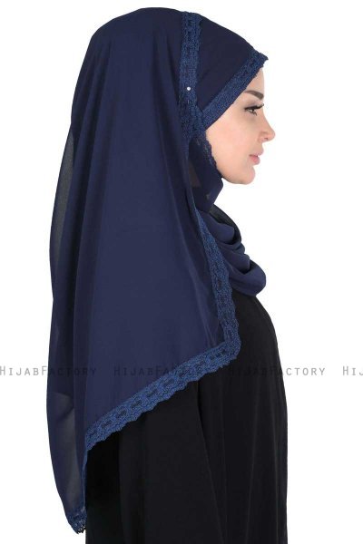 Carin - Marinblå Praktisk Chiffon Hijab