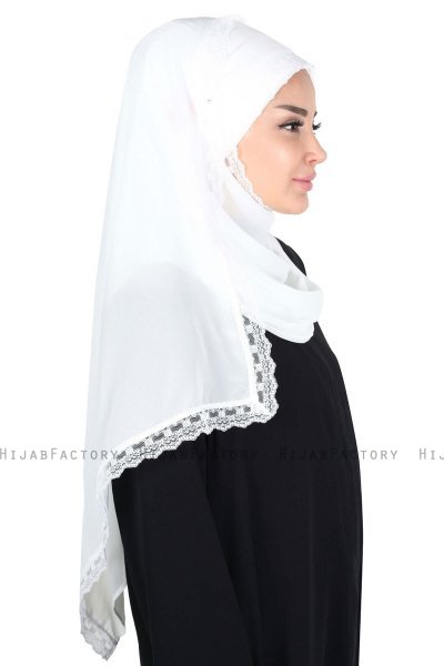 Carin - Offwhite Praktisk Chiffon Hijab