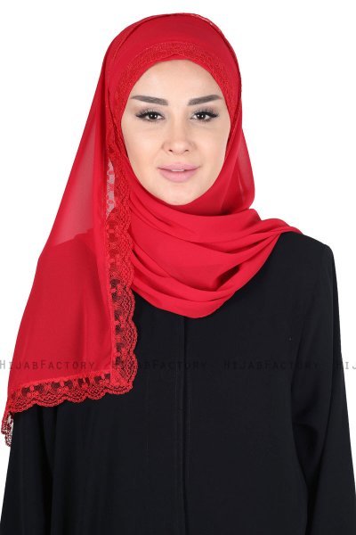 Carin - Röd Praktisk Chiffon Hijab