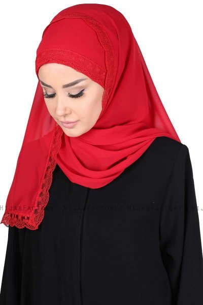 Carin - Röd Praktisk Chiffon Hijab