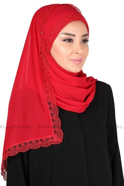 Carin - Röd Praktisk Chiffon Hijab