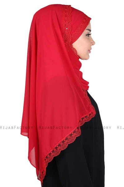 Carin - Röd Praktisk Chiffon Hijab