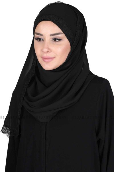 Carin - Svart Praktisk Chiffon Hijab