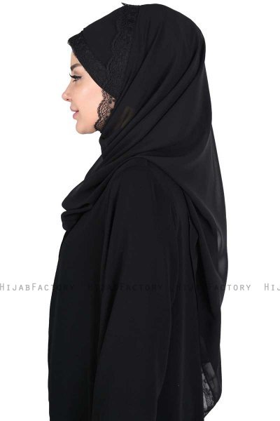Carin - Svart Praktisk Chiffon Hijab