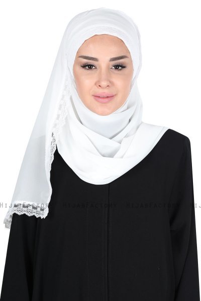 Carin - Vit Praktisk Chiffon Hijab