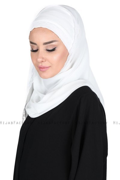 Carin - Vit Praktisk Chiffon Hijab