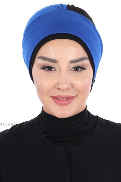 Clara - Blå & Svart Bomull Turban