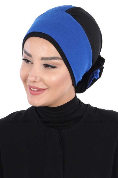 Clara - Blå & Svart Bomull Turban