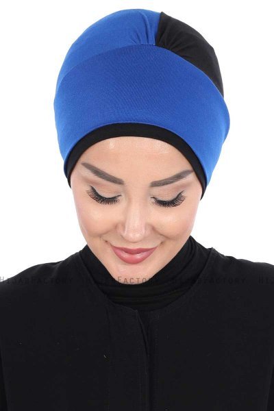 Clara - Blå & Svart Bomull Turban