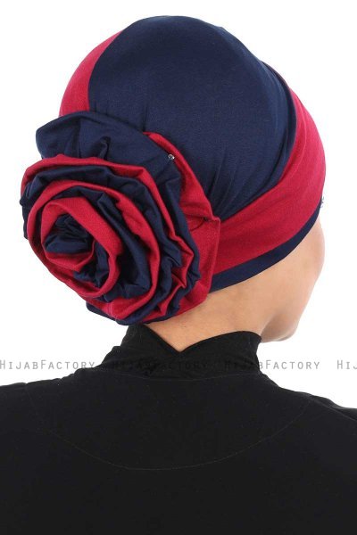 Clara - Bordeaux & Marinblå Bomull Turban