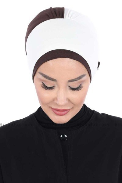 Clara - Creme & Brun Bomull Turban
