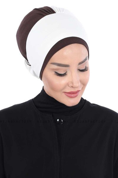 Clara - Creme & Brun Bomull Turban