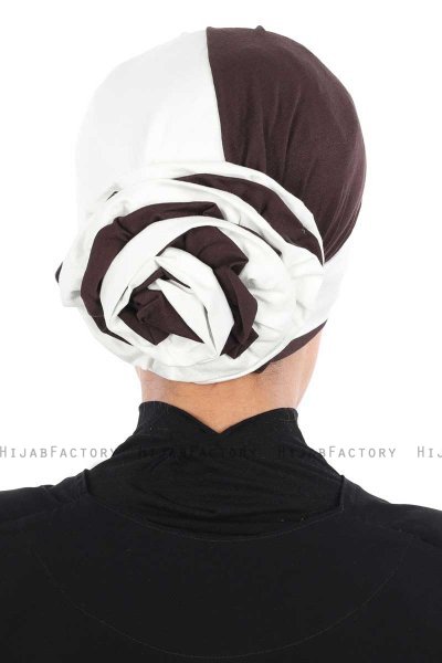 Clara - Creme & Brun Bomull Turban