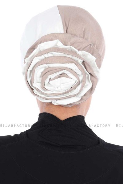 Clara - Creme & Taupe Bomull Turban