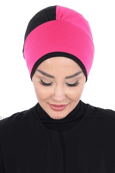 Clara - Fuchsia & Svart Bomull Turban