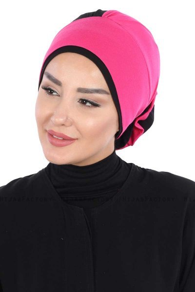 Clara - Fuchsia & Svart Bomull Turban
